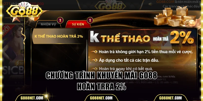 Thông tin sự kiện hoàn trả 2% cho K thể thao